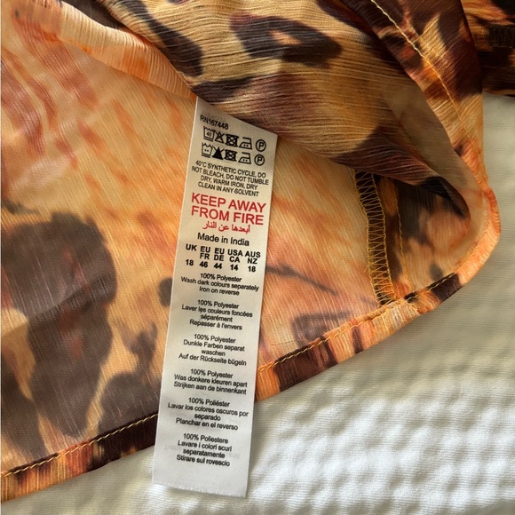 Nasty Gal Animal Print Sheer Bell Sleeve Tie Top 2 Piece Midi Skirt Set - Picture 10 of 12